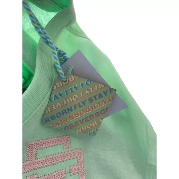 Born Fly T-Shirt Mint Green and Pink - Men's Size 2XL New In Bag - Picture 5 of 6